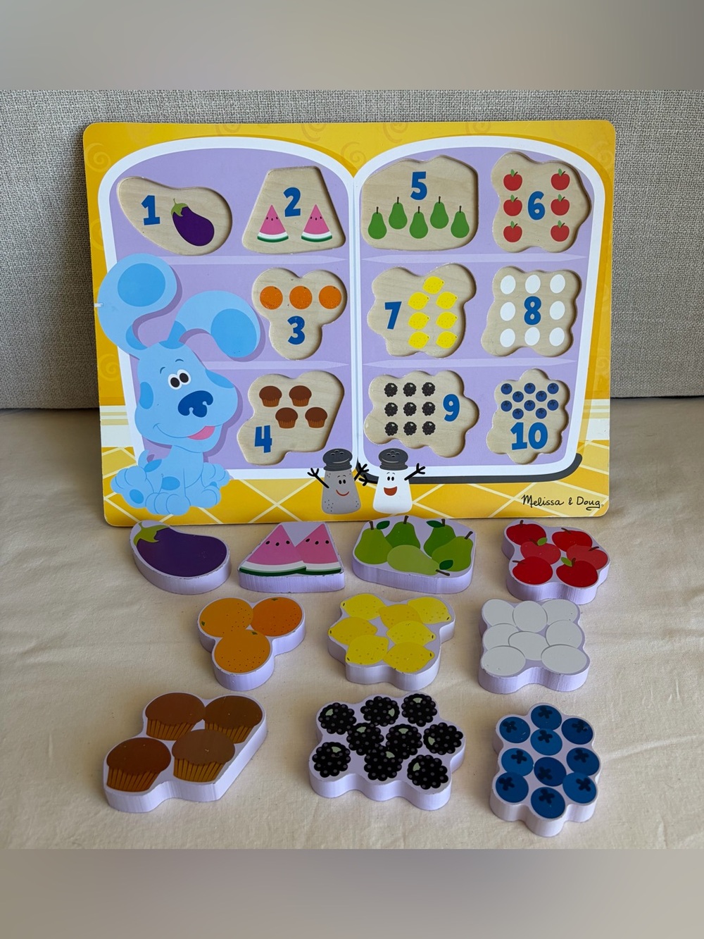 Melissa & Doug Blues Clues and You! Wooden Chunky Puzzle Fridge Food